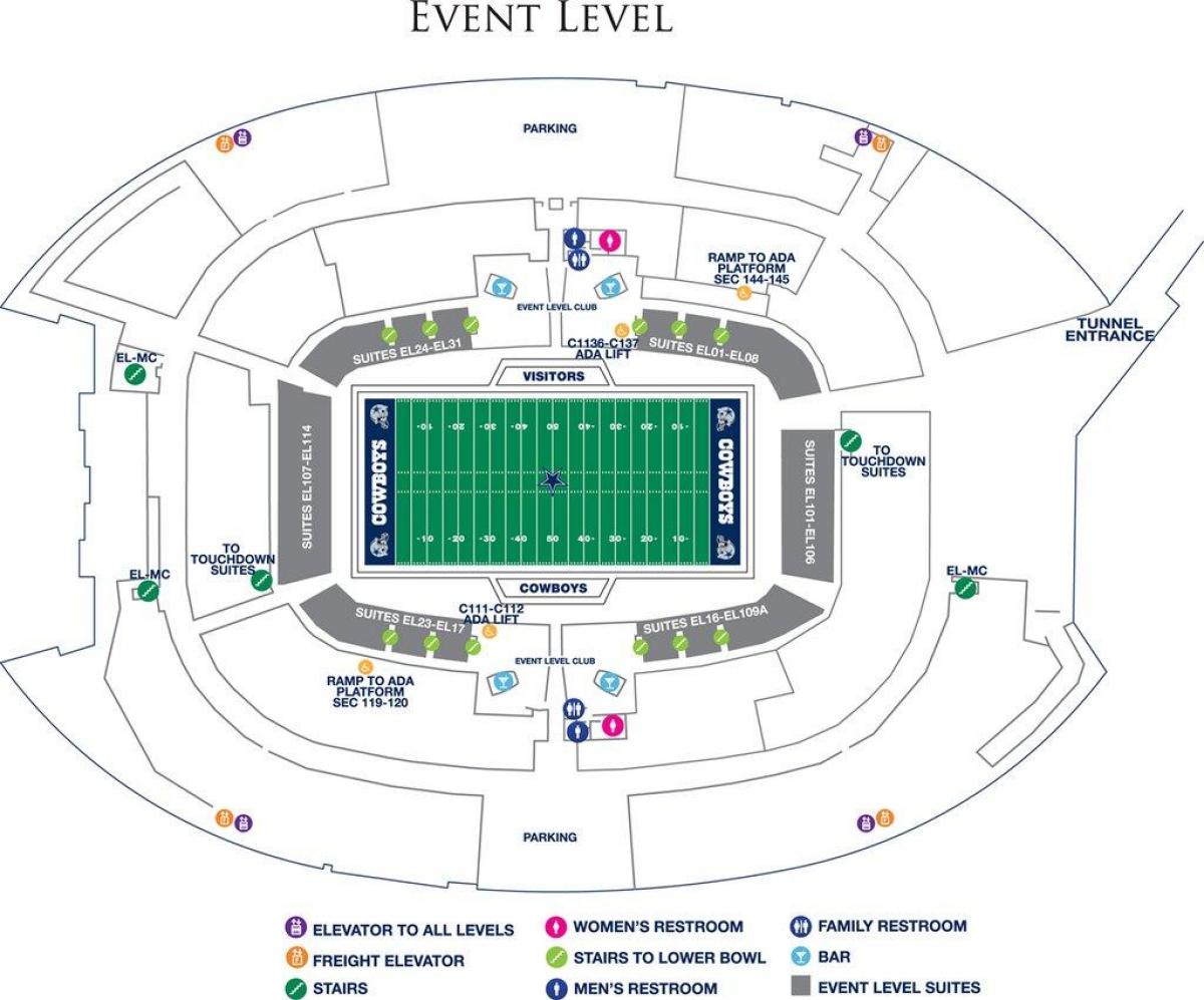 Cowboys stadione stovėjimo žemėlapyje
