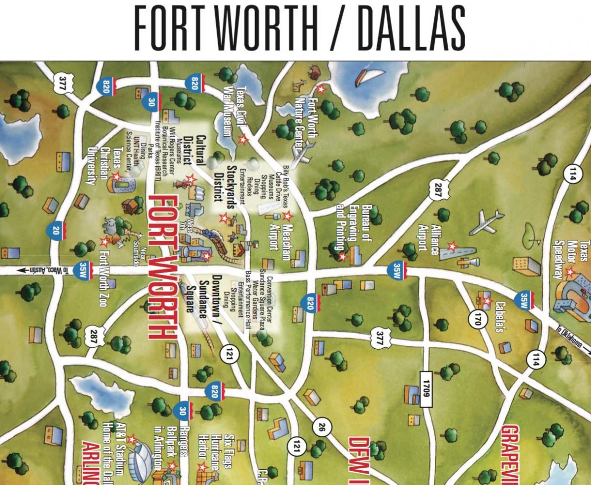 žemėlapis Dallas Fort Worth rajone
