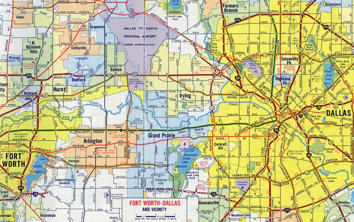 žemėlapis keliai Dallas
