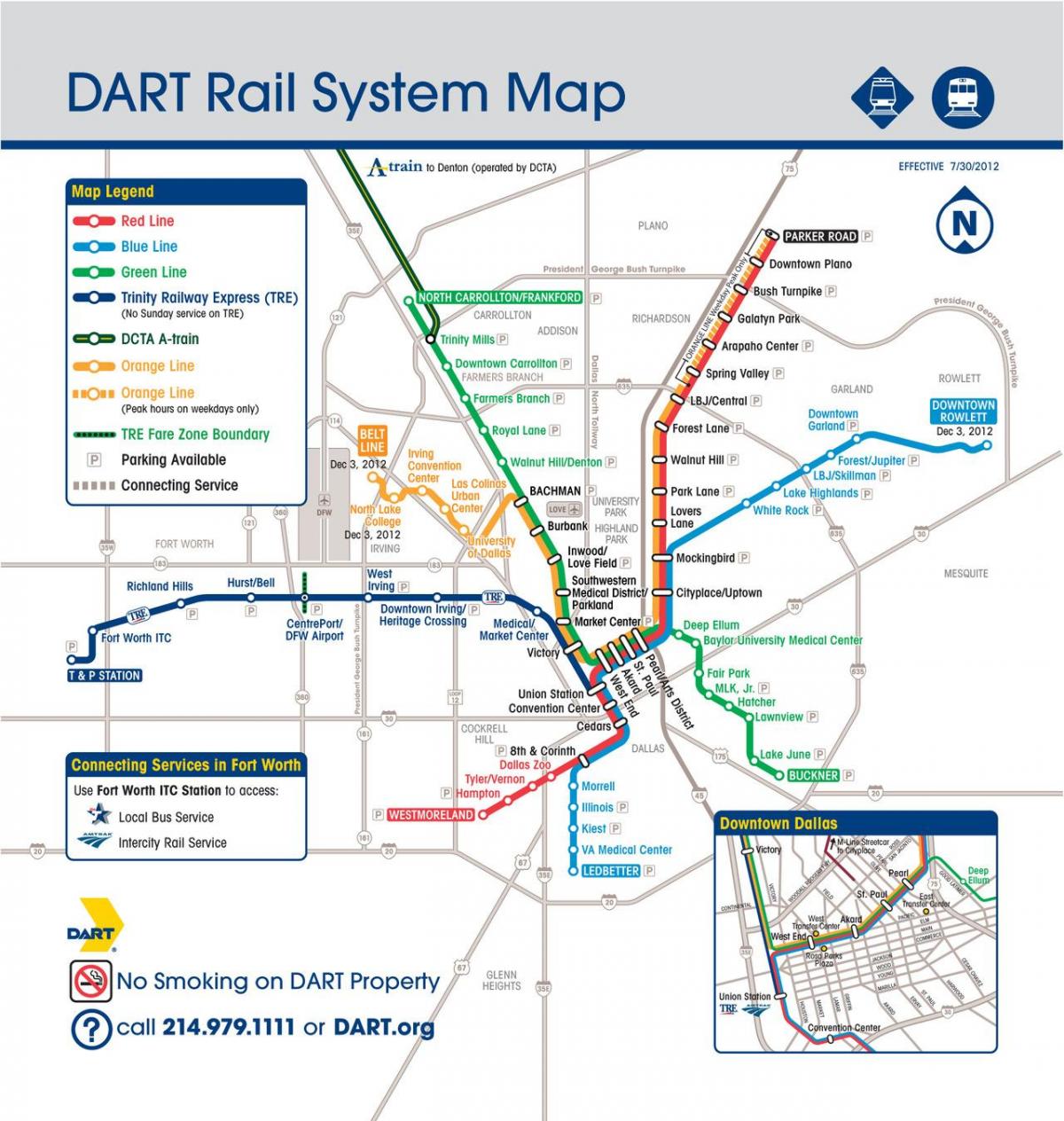 light rail Dallas žemėlapyje
