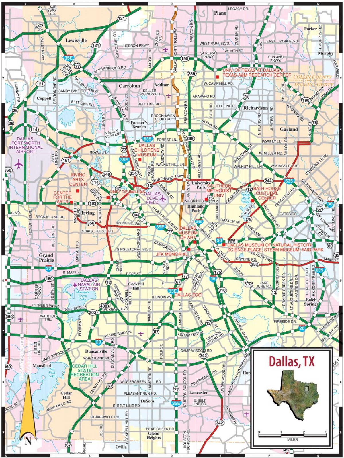 miesto Dalasas žemėlapyje