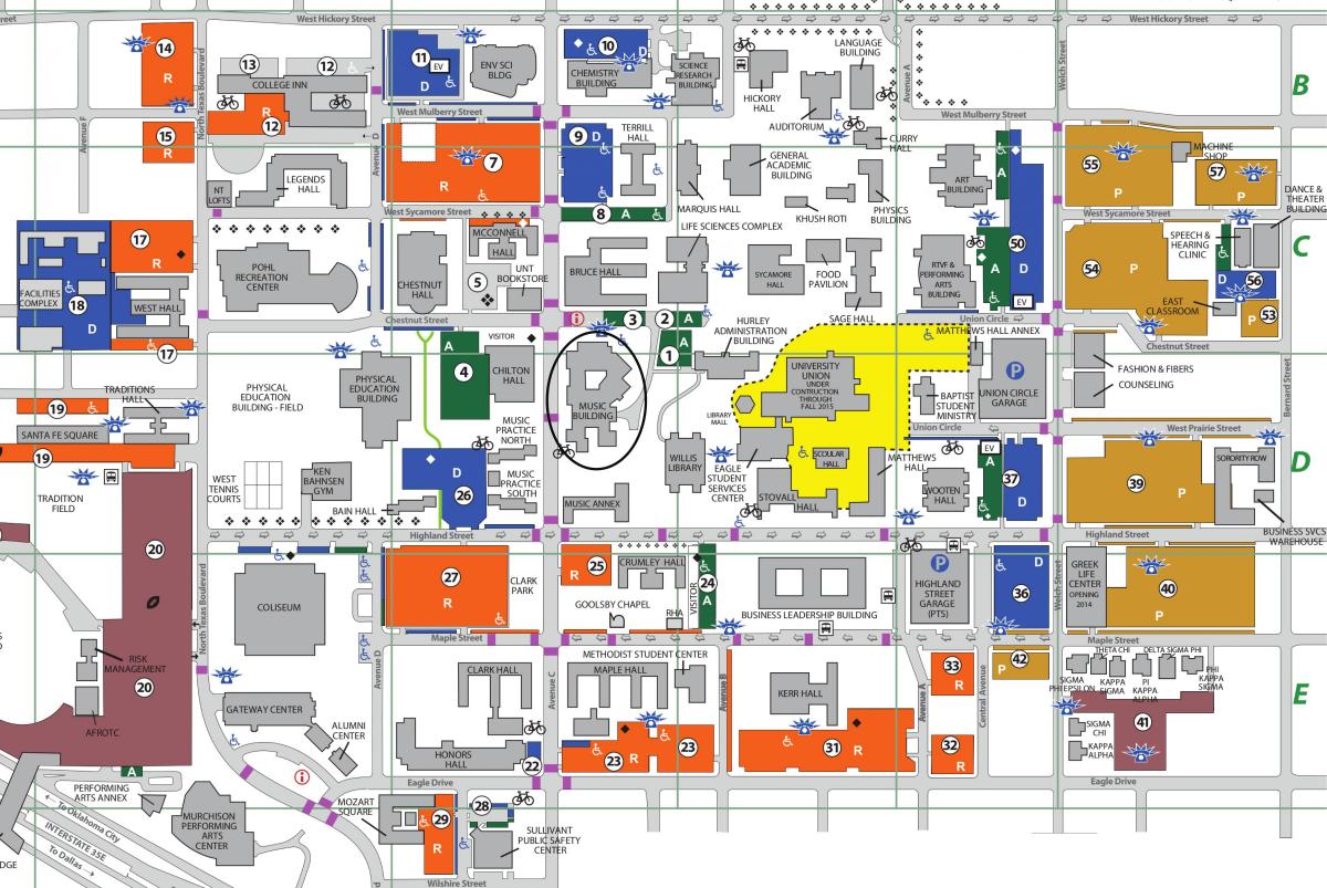 Šiaurės Teksaso universitetas Dallas žemėlapyje