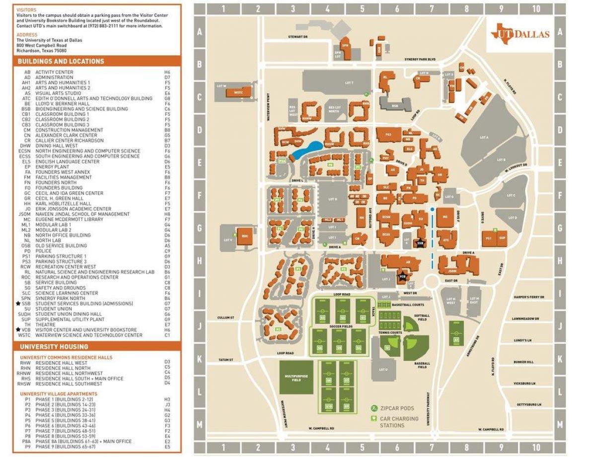 Teksaso universiteto Dallas žemėlapyje