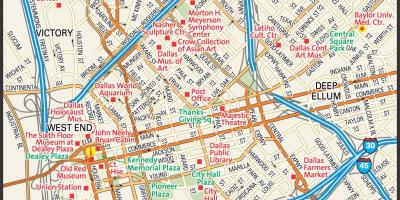 Žemėlapis downtown Dallas gatvėse