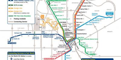 Light rail Dallas žemėlapyje