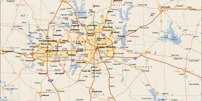 Dallas Fort Verta metroplex žemėlapyje