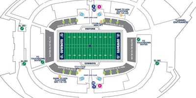 Cowboys stadione stovėjimo žemėlapyje