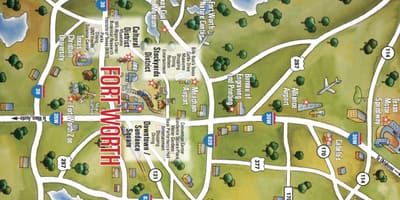 Žemėlapis Dallas Fort Worth rajone