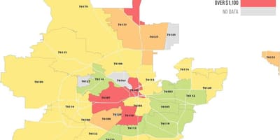 Pašto kodas žemėlapis Dallas
